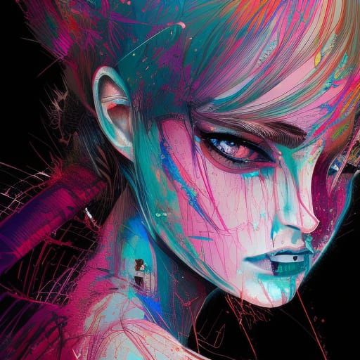 Warrior Princess Portrait in Art Nouveau Style