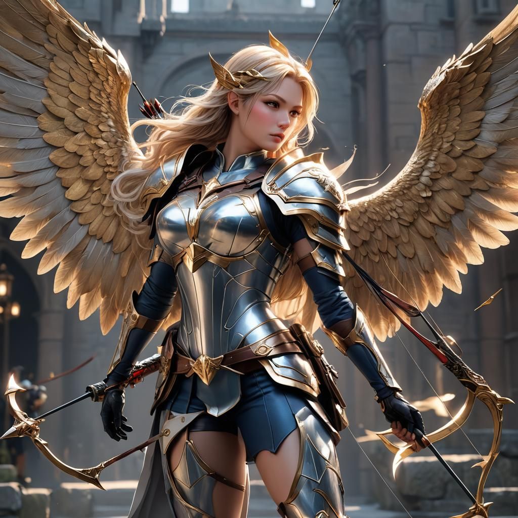 Winged Superhero Angel in Detailed 3D Anime Art