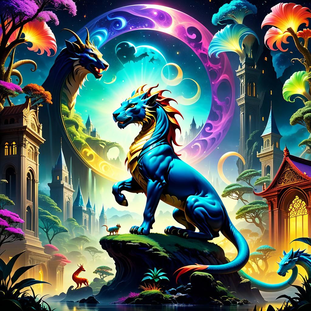 Fantastical Chimera Domain in Holographic Astral Style