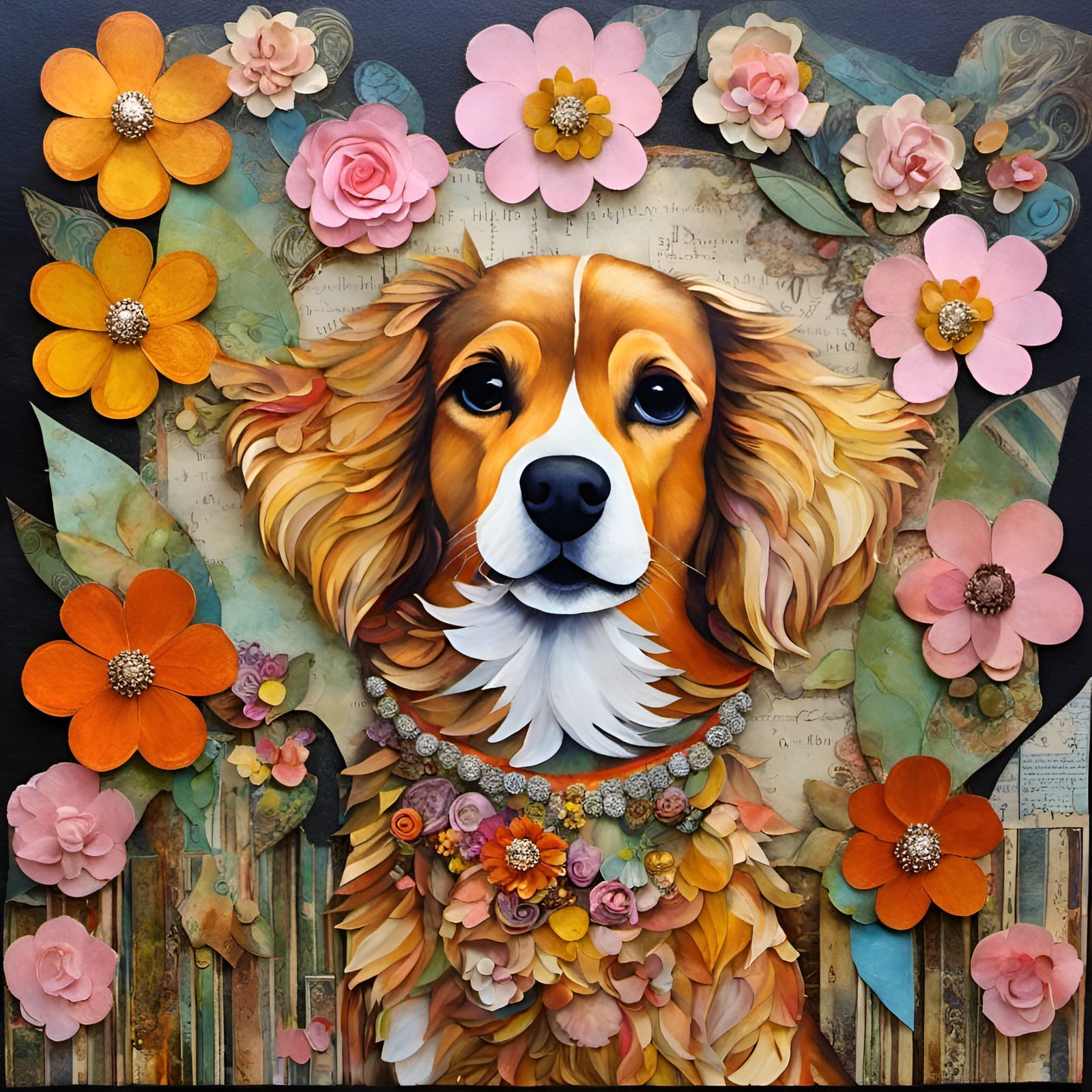 Whimsical Dog Collage Inspired by Mixed Media Art