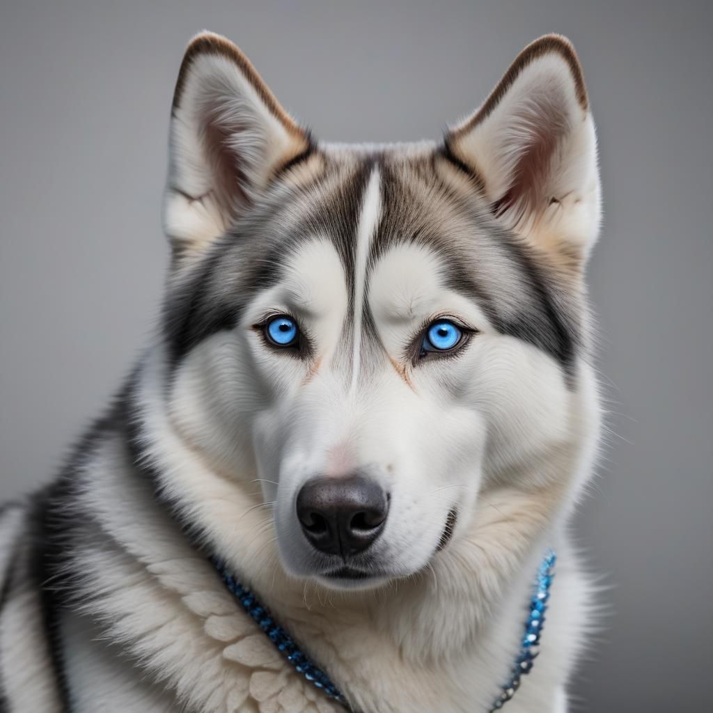 Siberian Husky Portrait in High-Contrast Black and White