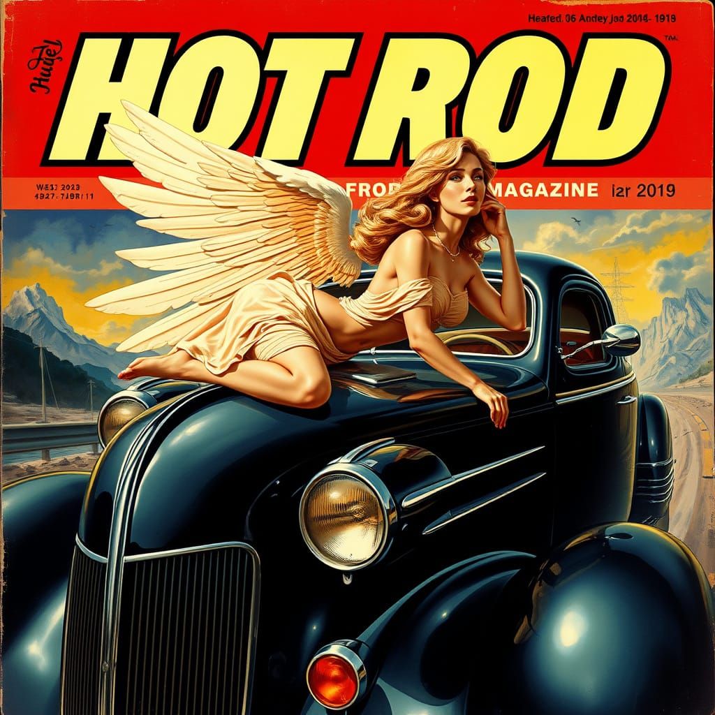 Vintage Hot Rod Magazine Cover: Goddess of Speed