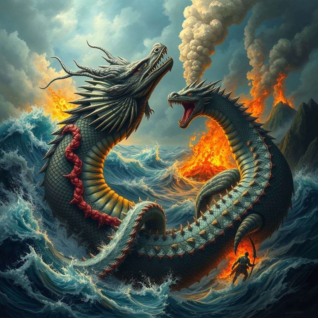 Serpent Titans Clash in Mythic Battle