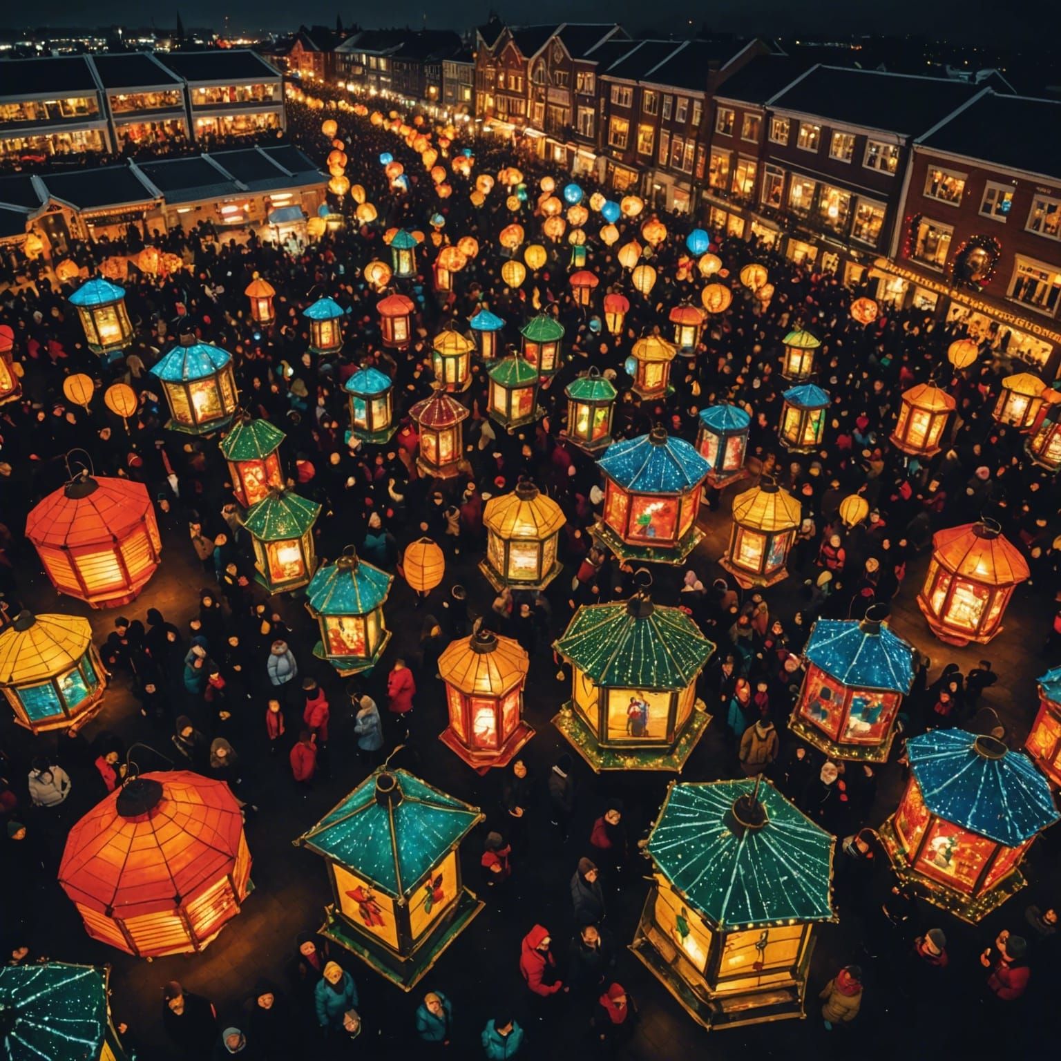 Festive Christmas Lantern Festival Celebration at Night