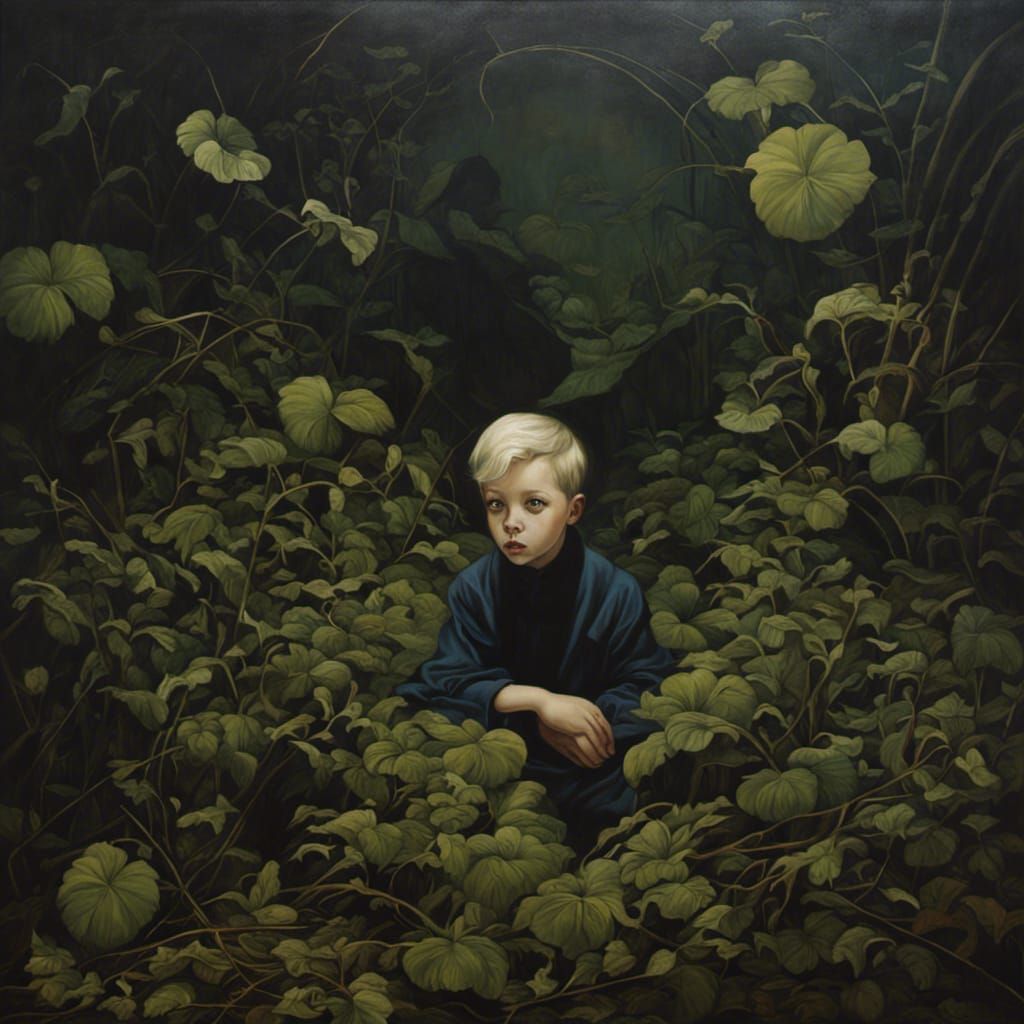 Moody Boy in Abandoned Zoo, Surrealist Style