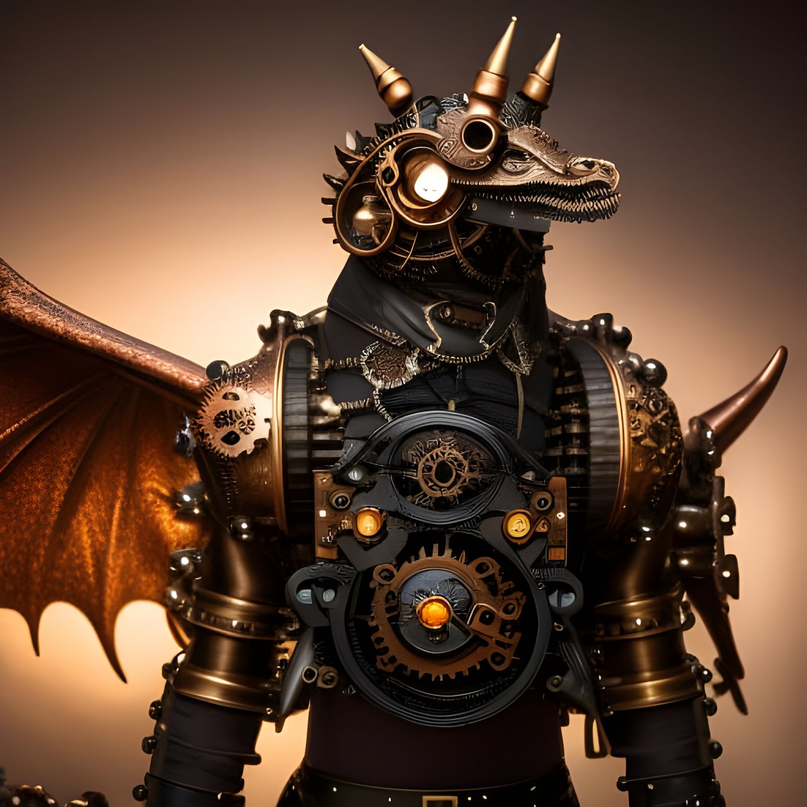Steampunk Armored Dragon with Goggles and LED Eyes