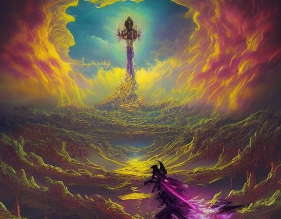 Alien in Mystical Clouds: Dark Fantasy Candy Art