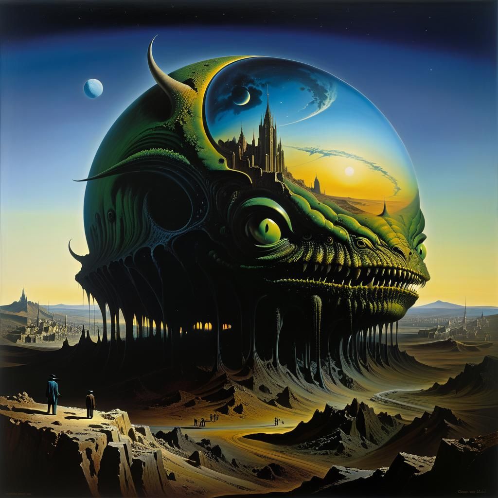 Surreal Alien Monster in Desolate City