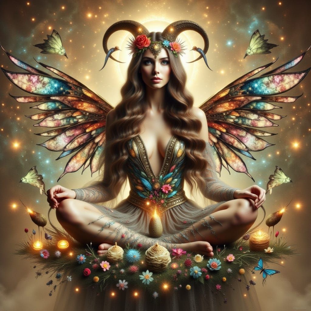 Hera as Sagittarius/Scorpio Goddess, double exposure with a glowing cuckoo. <lora:SparklePortraits:1.0>