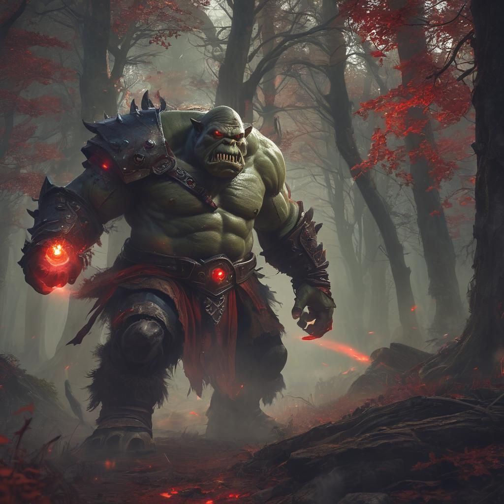 Ogre Mage Casting Bloodlust in Misty Forest