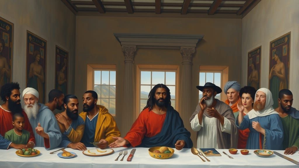 African American Jesus and Disciples at The Last Supper