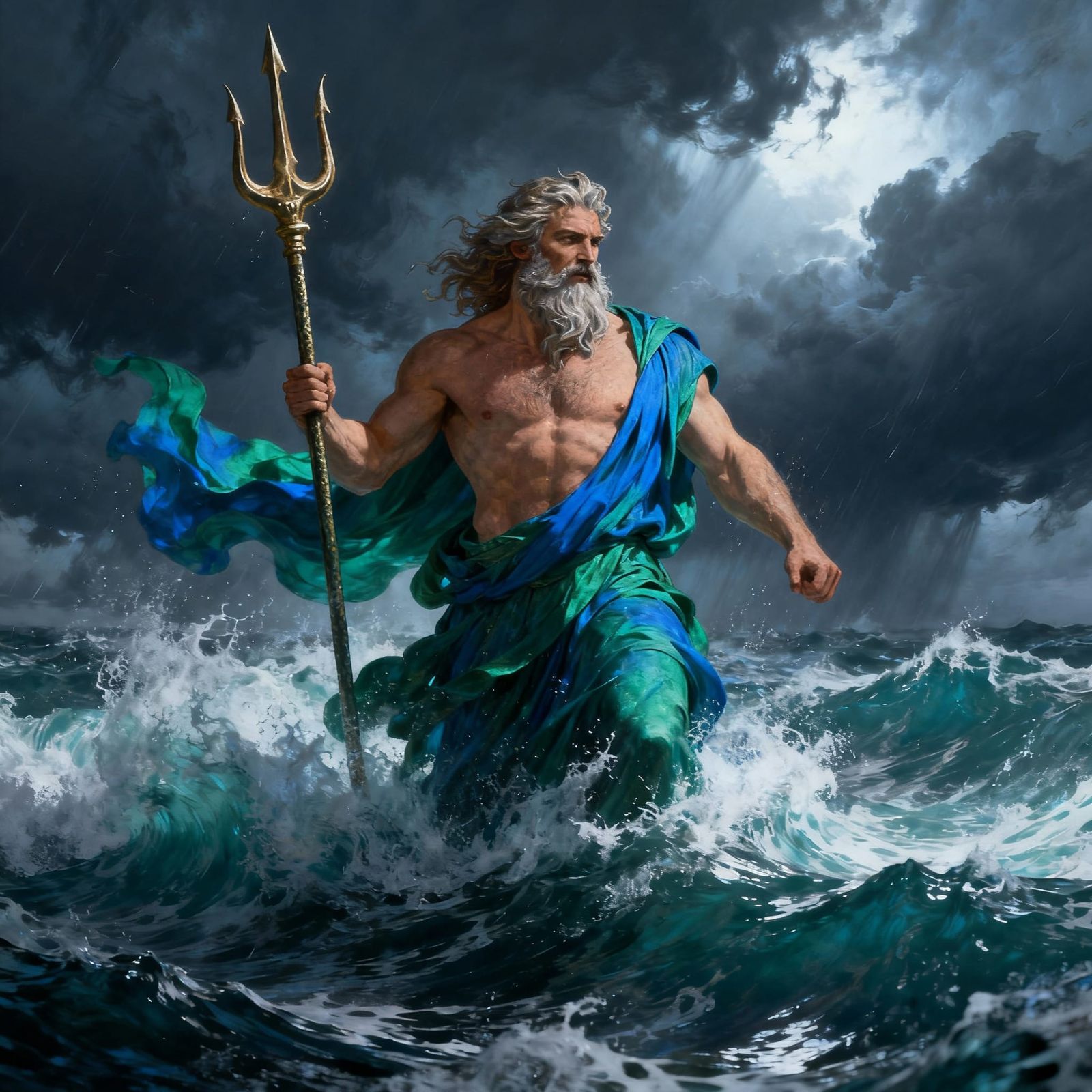 Poseidon Rises From Stormy Sea