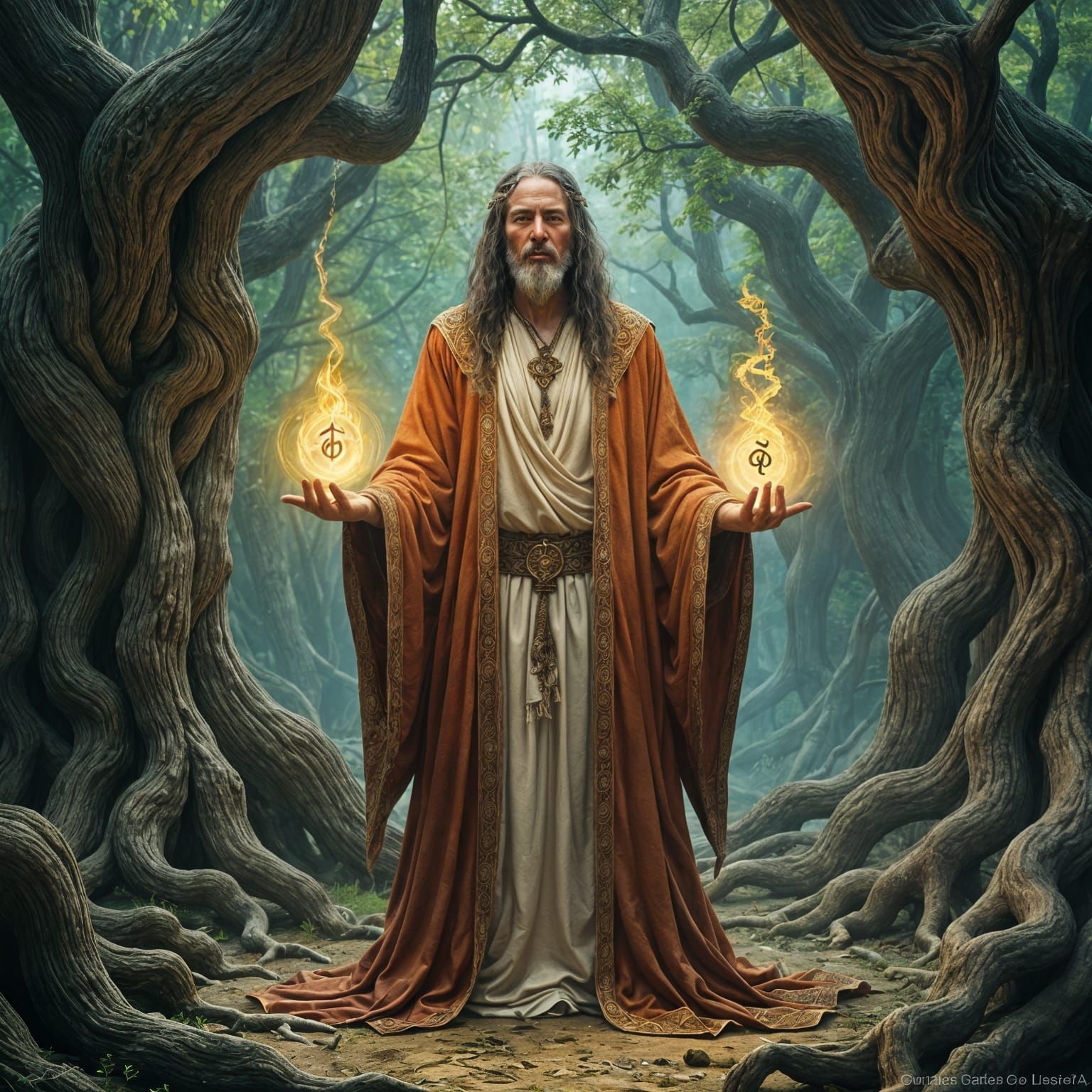 Celtic God of Stories with Glowing Runes