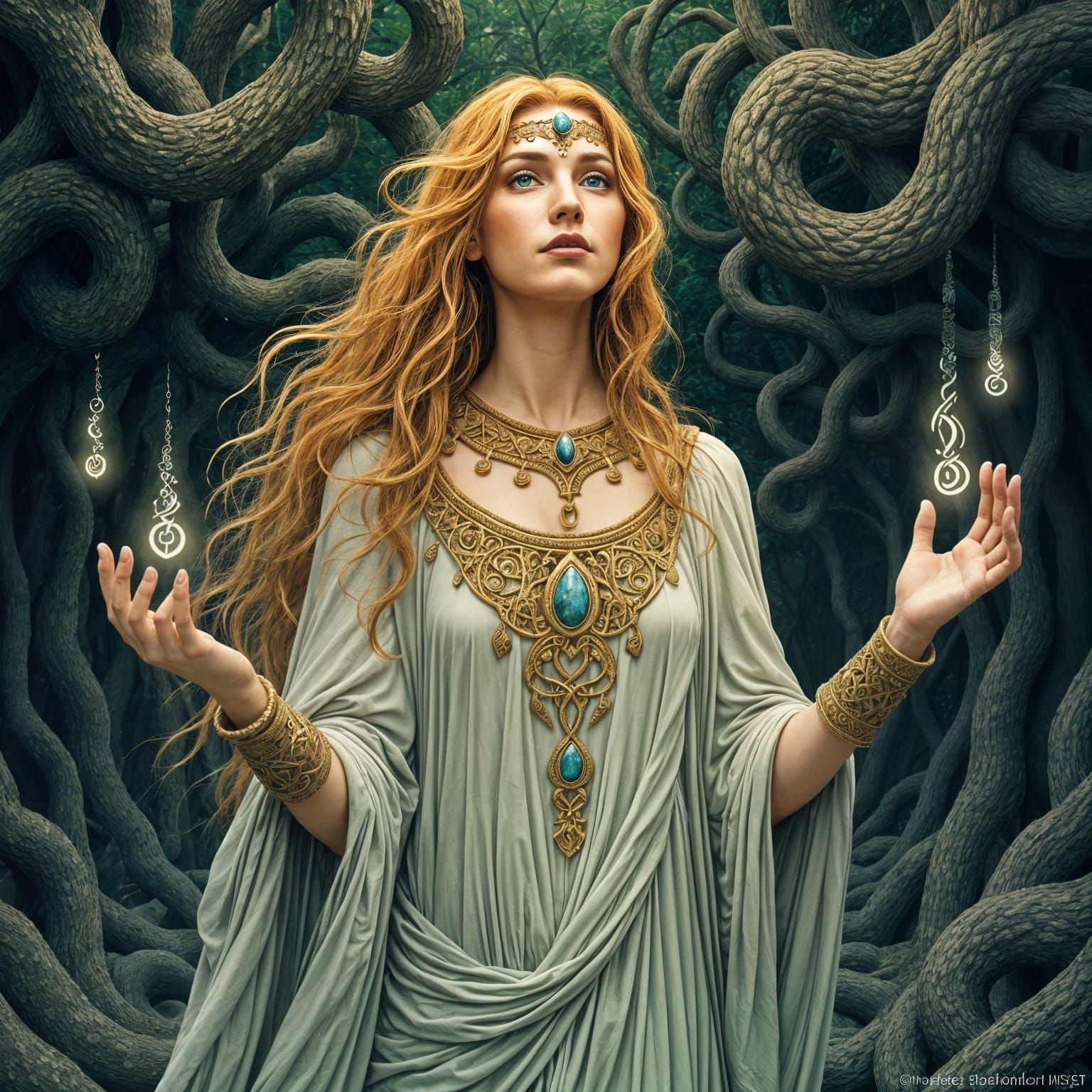 Celtic God of Stories with Runes and Knotwork