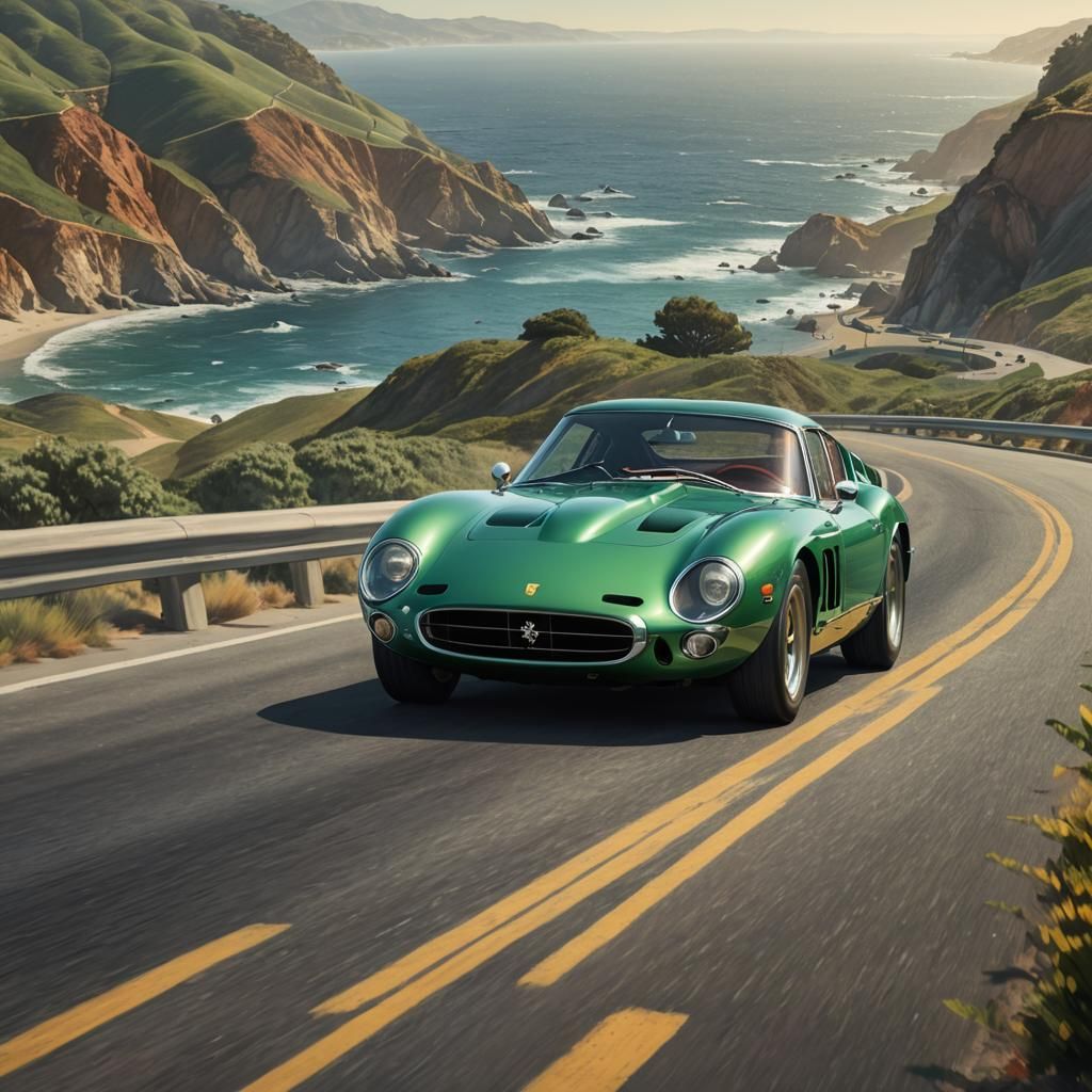 Ferrari 250 GTO on Pacific Coast Highway
