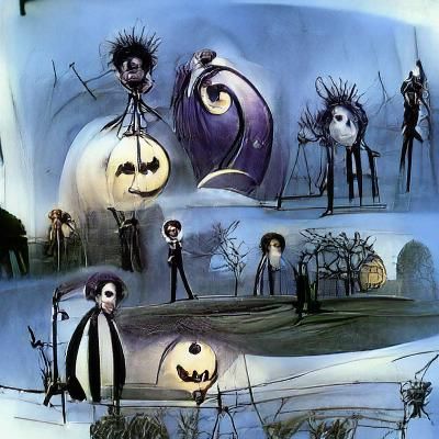 Halloween in Tim Burton Concept Art Style