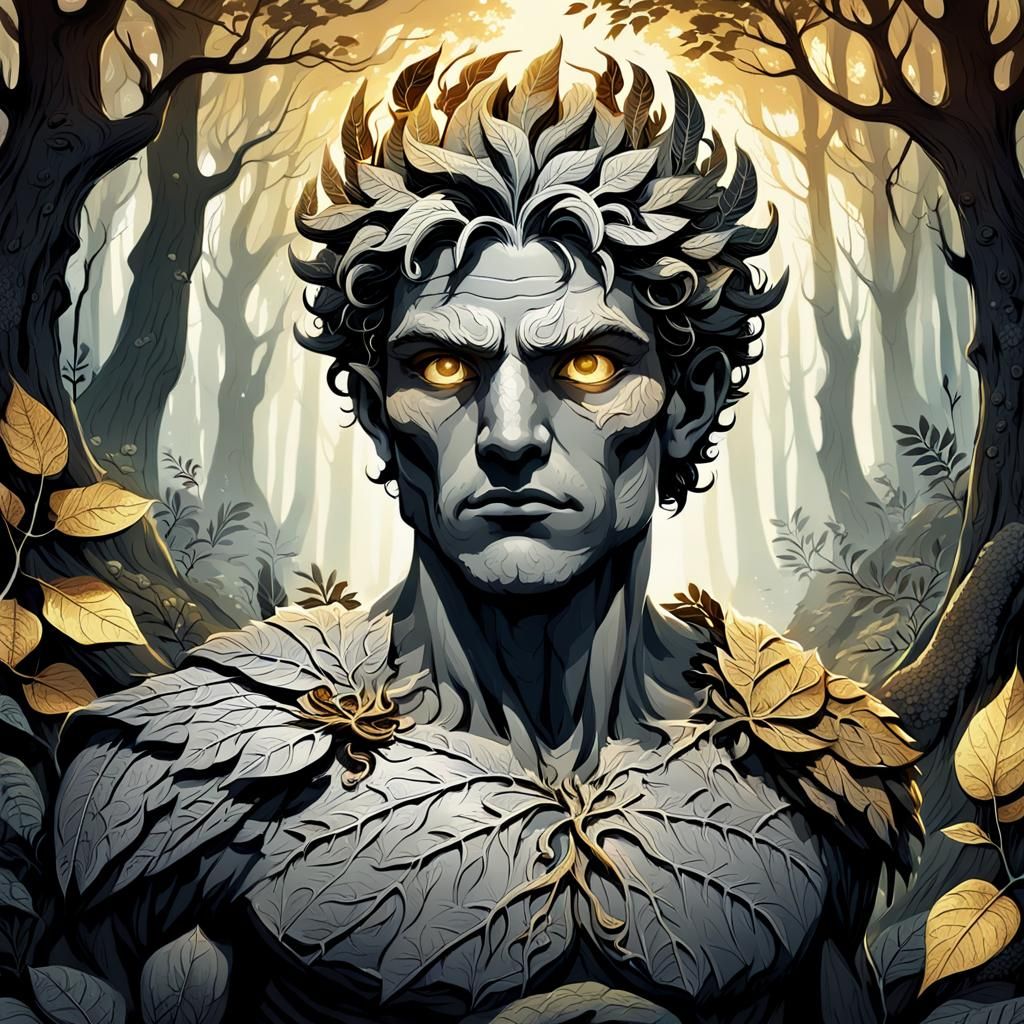 Mystical Forest Druid in Earthy Tones