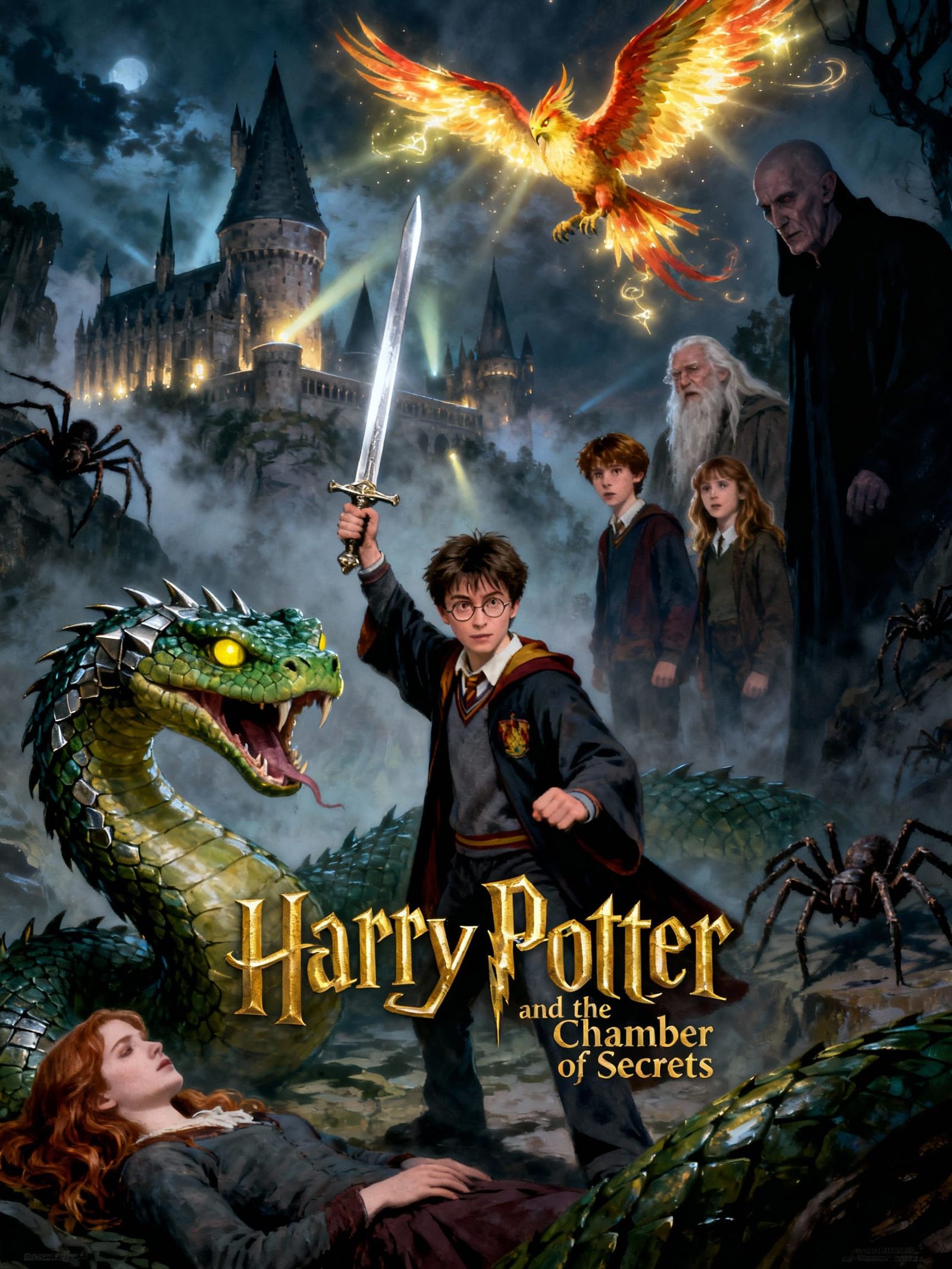 Harry Potter Chamber of Secrets Movie Poster: Harry vs Basil...