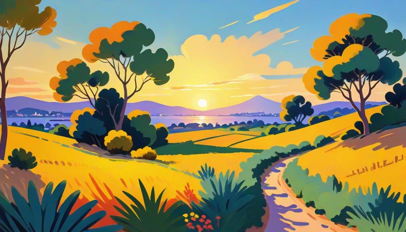 Matisse Style Landscape Painting with Thick Brushstrokes