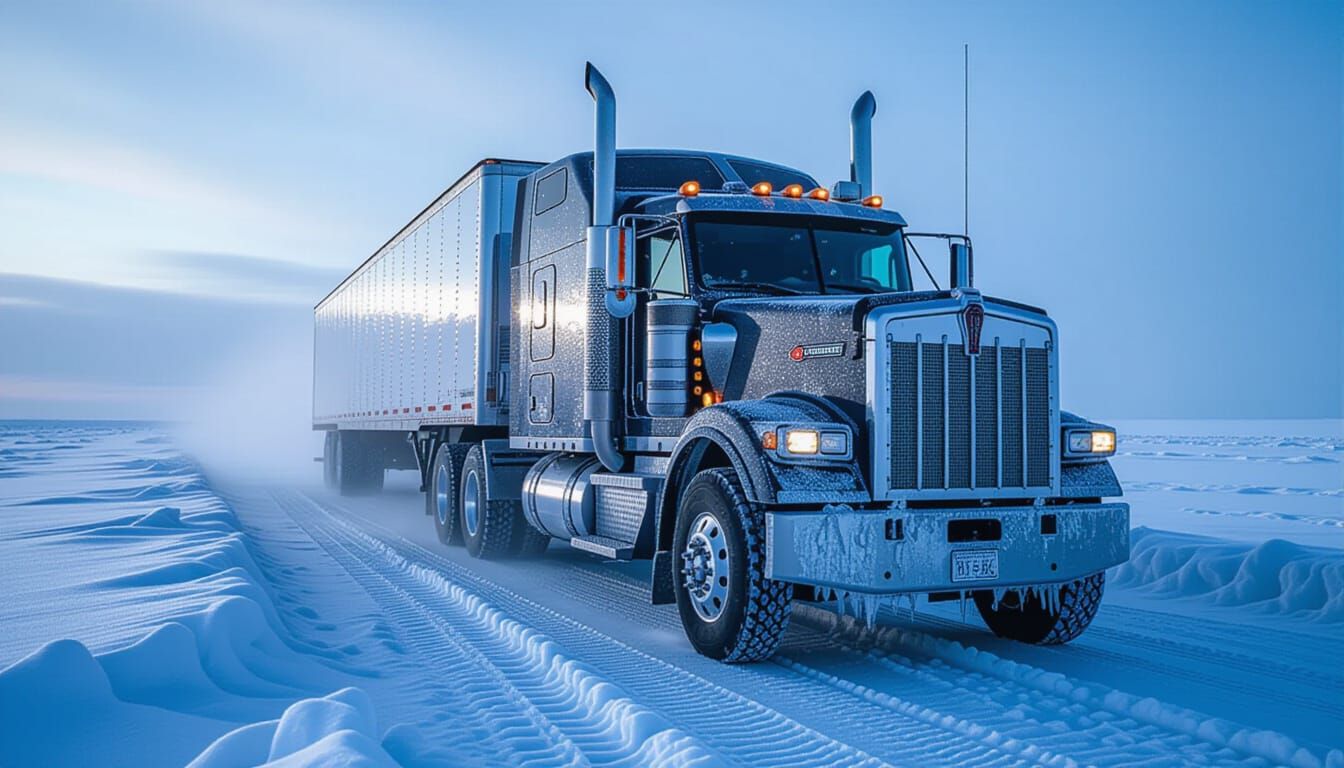 Frost-Armored Kenworth W900 on Desolate Ice Road