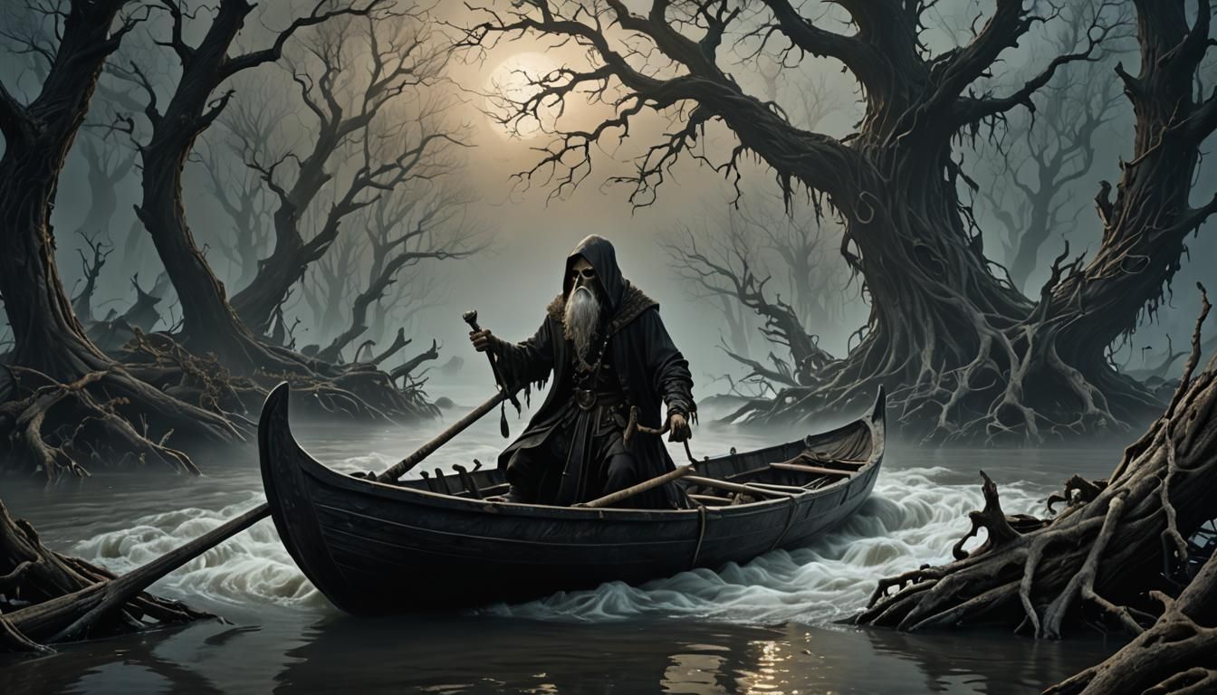 Charon: Ferryman of the Dead in Dark Fantasy Style
