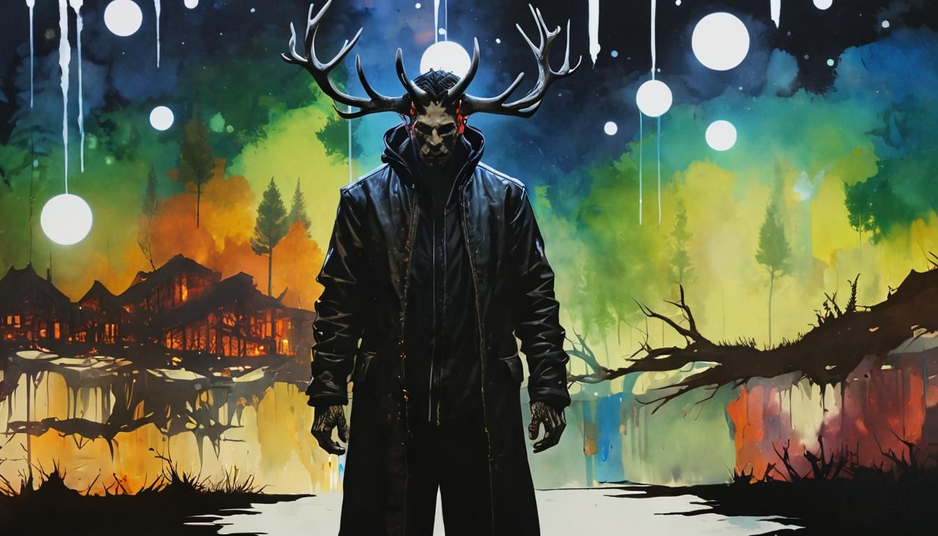 Human with Antlers: An AI-Generated Portrait