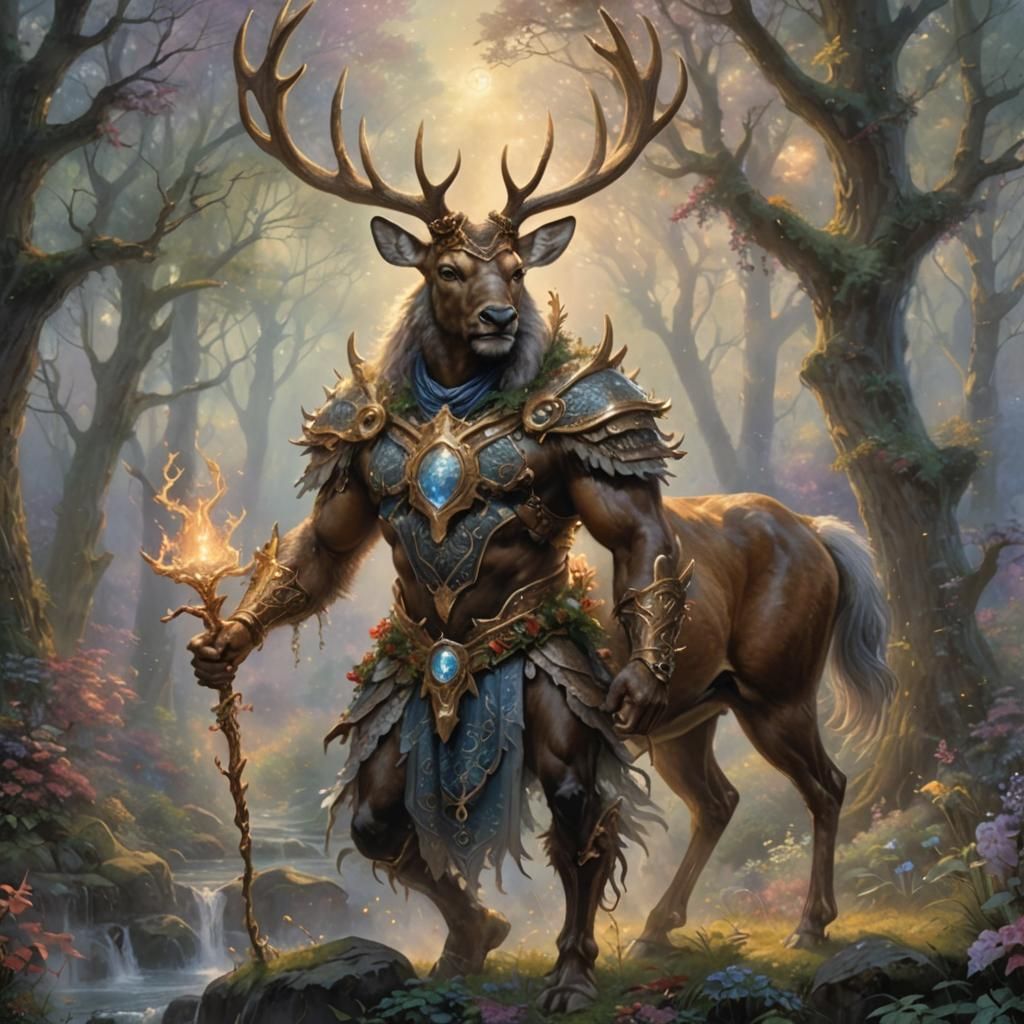 Regal Man with Antlers in Ethereal Fantasy Style