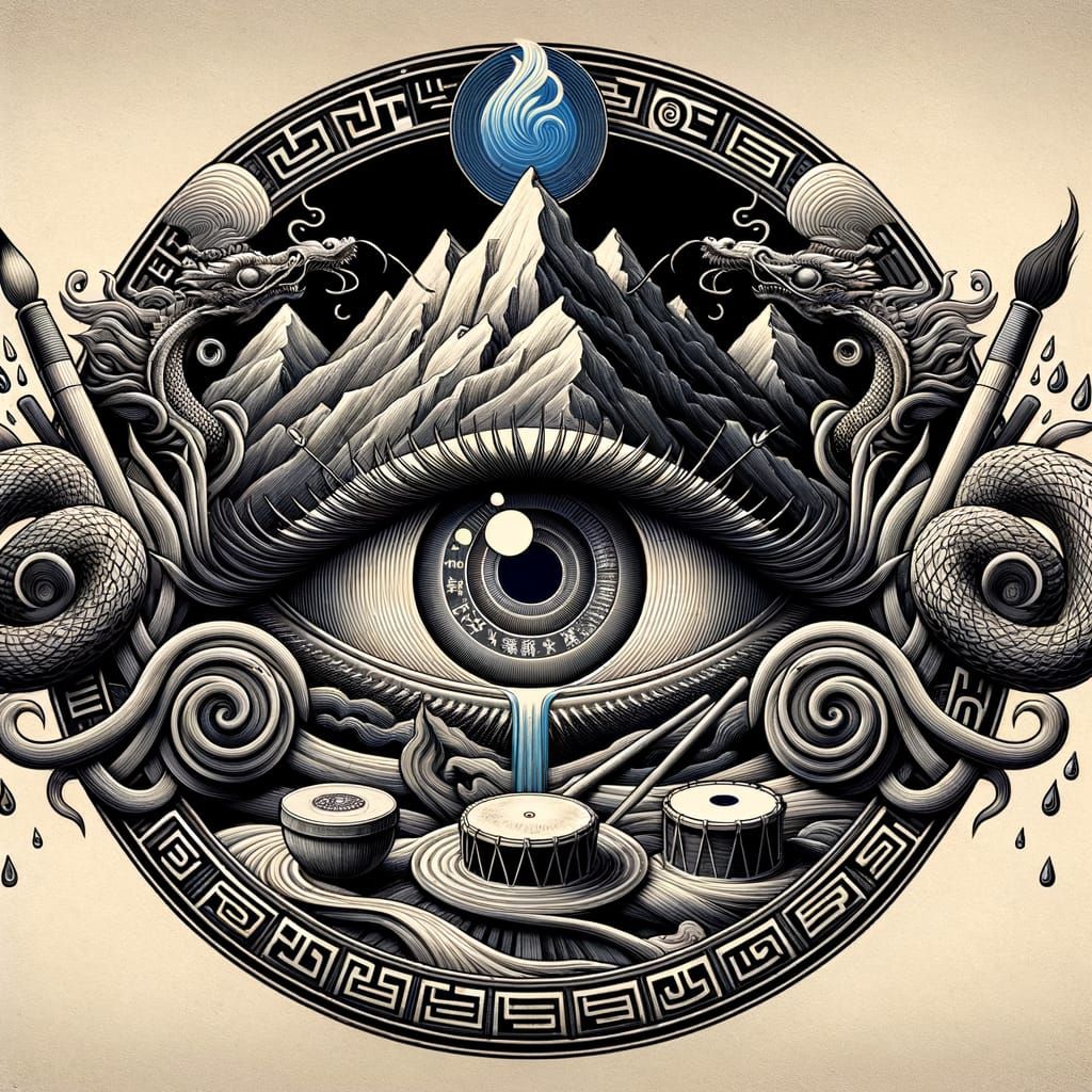 Mystical Emblem for Artist in Chinese Ink Style