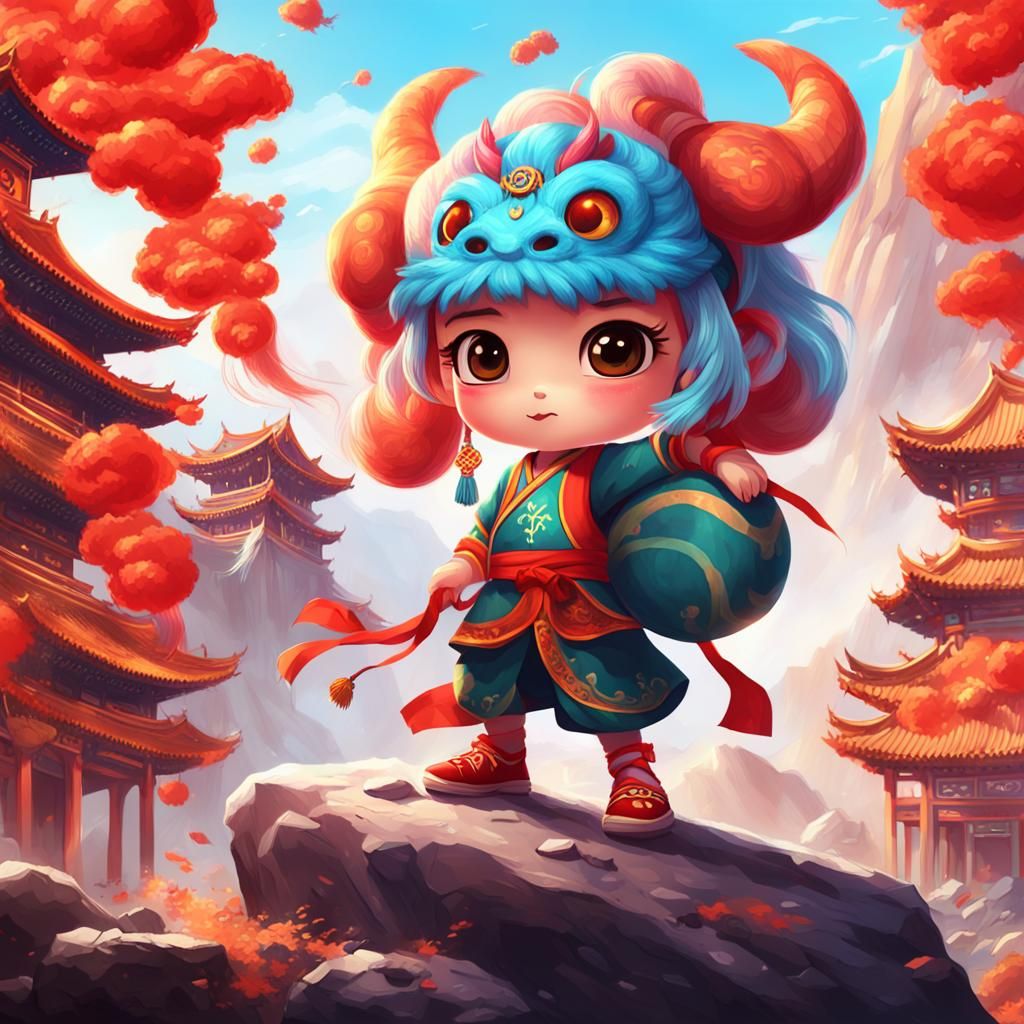 Young Girl vs. Rock Monster on Volcano Planet