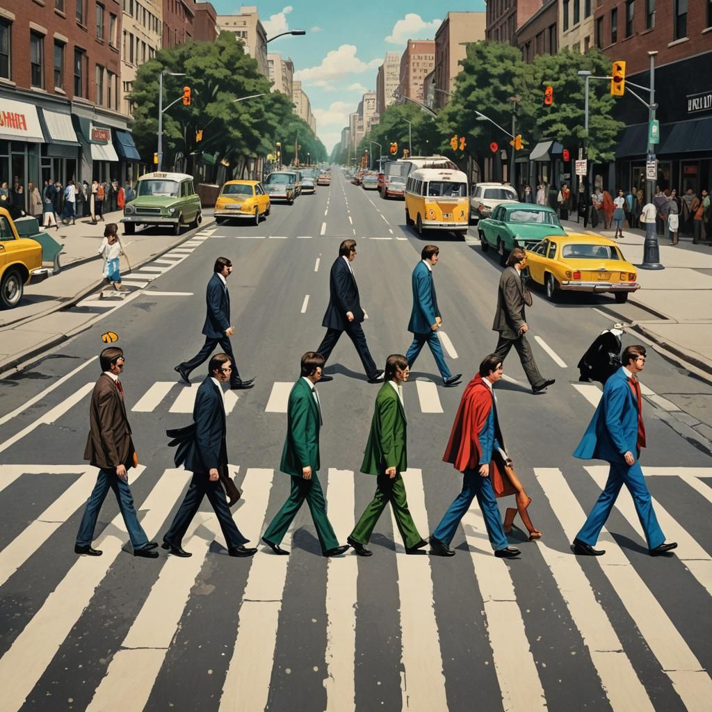 Superheroes Recreate The Beatles' Abbey Road Cover