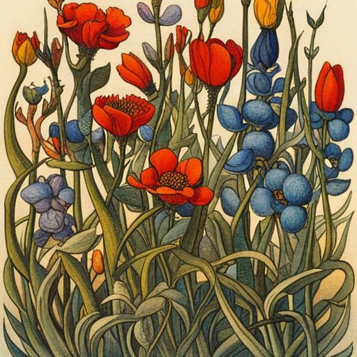 Wildflower Meadow Linocut Print