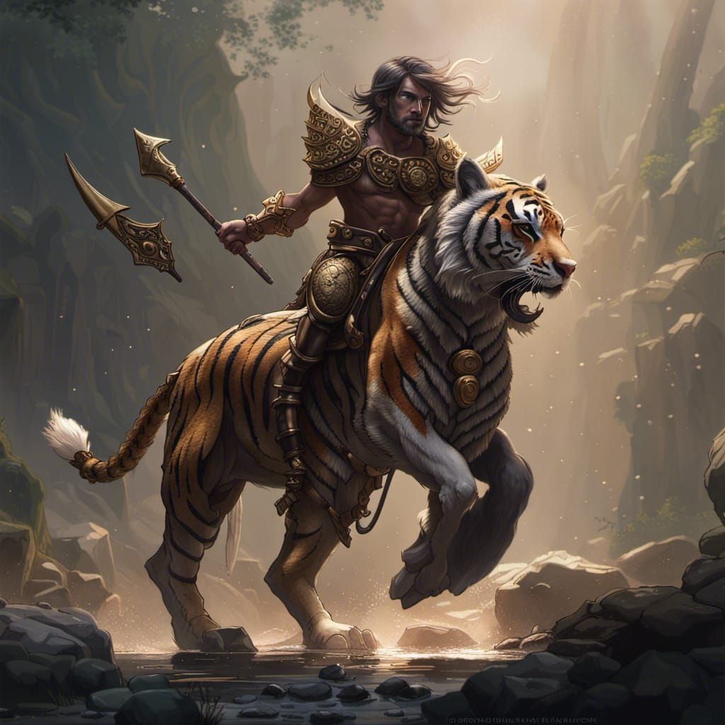 Tiger Centaur Warrior in Dark Fantasy Style