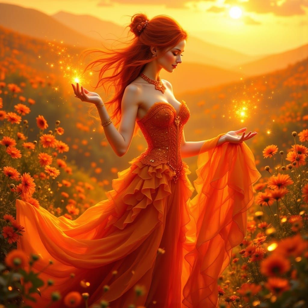 Orange Enchantress Weaving Sunset Magic
