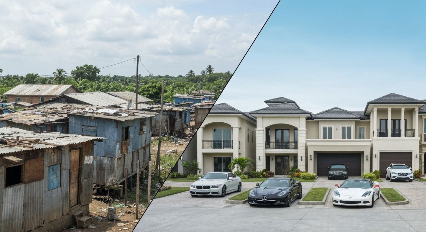 Jamaica Slums Contrast: Poverty to Wealth Split Cover