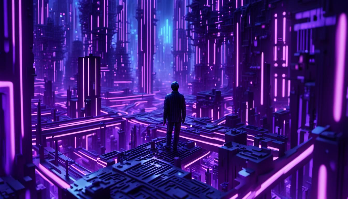 Eerie Cybernetic Cityscape Inspired by Metropolis in 3D