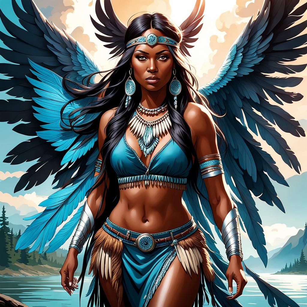 Native American Woman with Water Wings