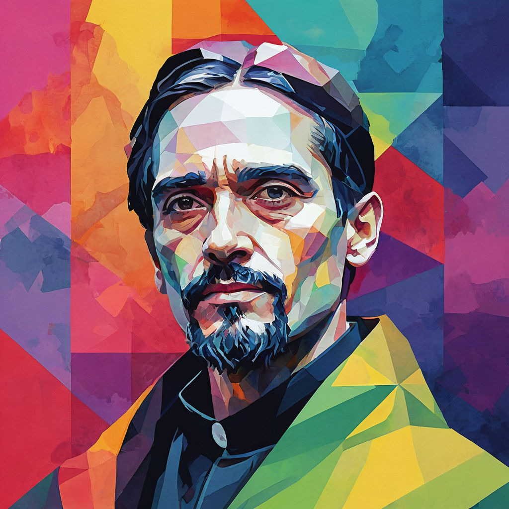 WPAP Saint Portrait in Watercolor Geometric Style