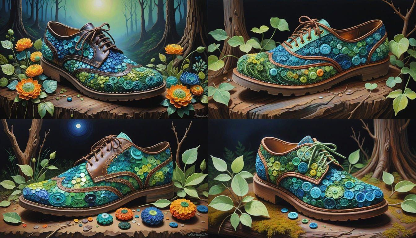 Mysterious Old Woman in a Fantastical Brown Shoe