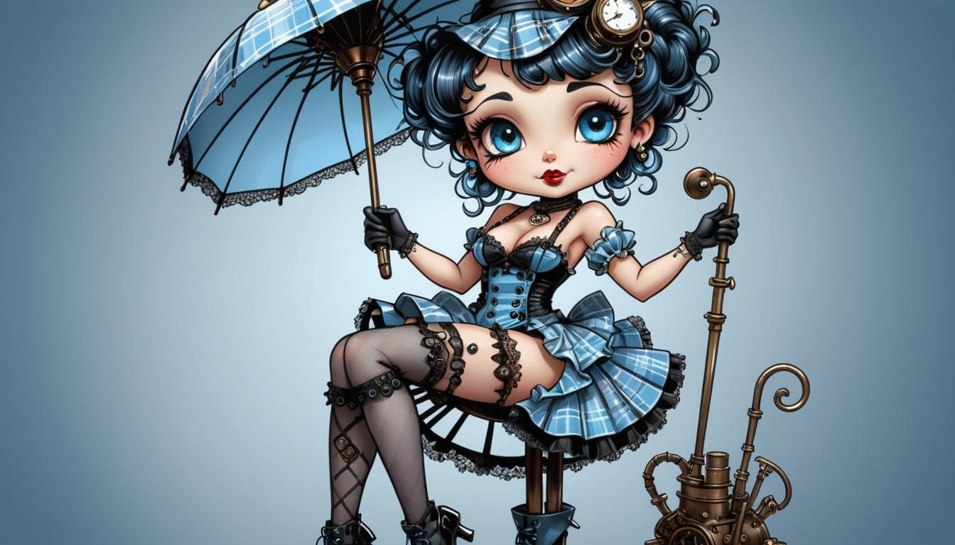 Steampunk Betty Boop Chibi with Musical Accents