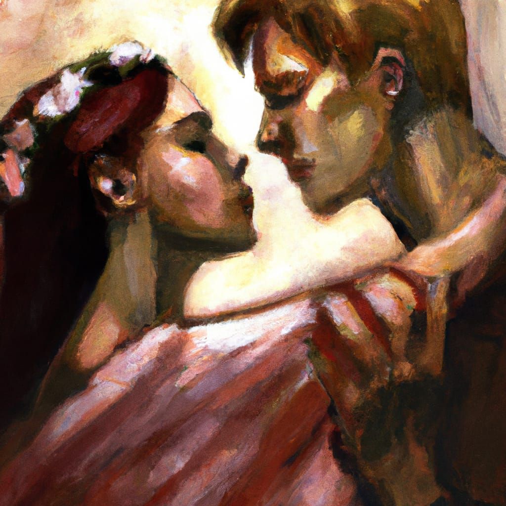 Romeo and Juliet in Love as Realistic Painting