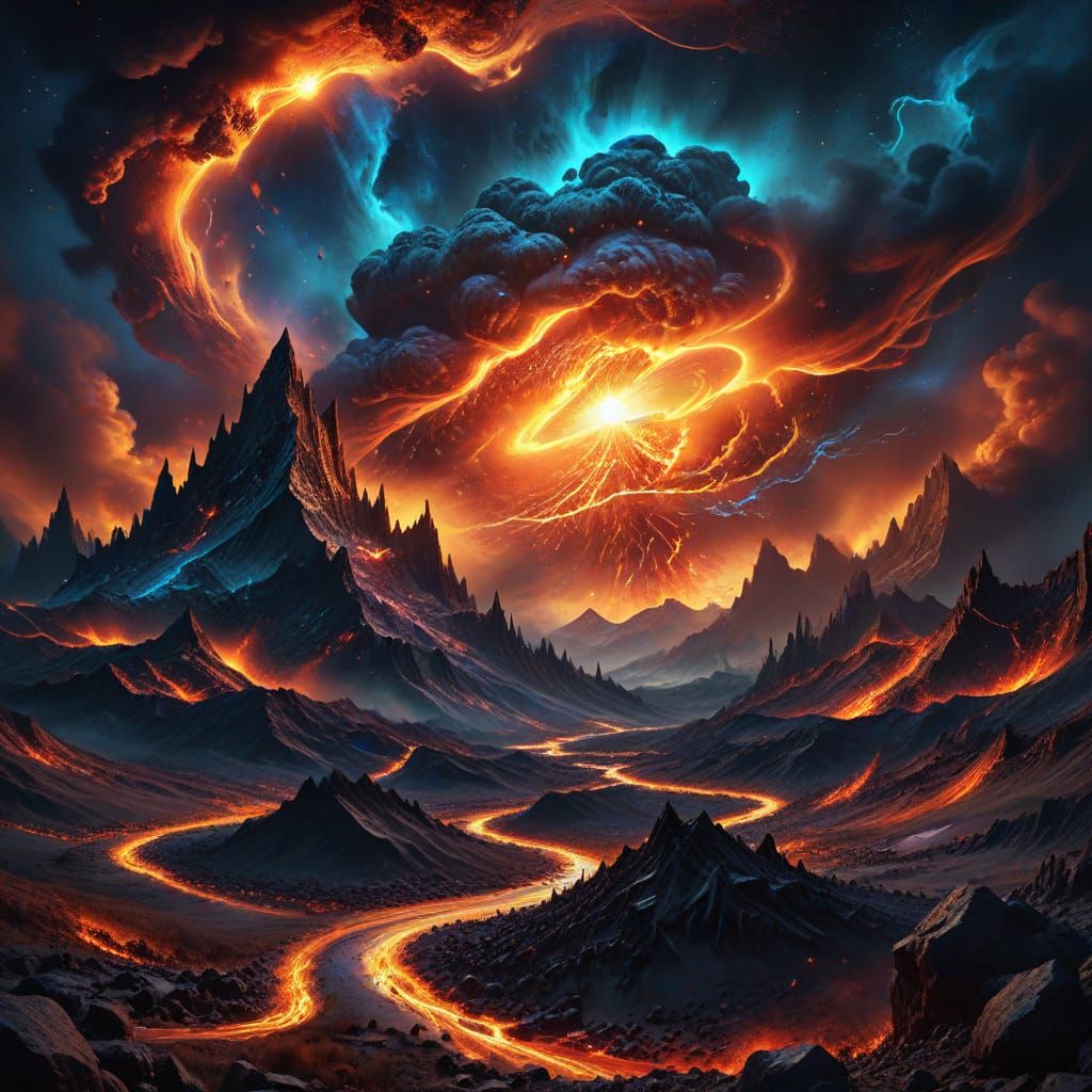 Cosmic Land of Mordor in Apocalyptic Colors