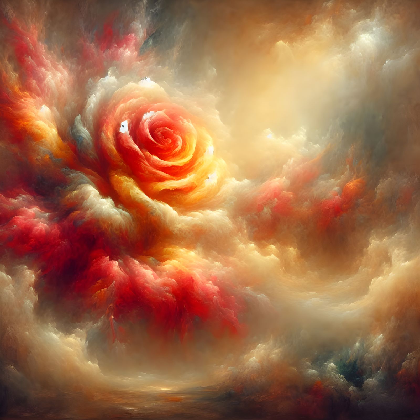Ethereal Fiery Rose in Romantic Style