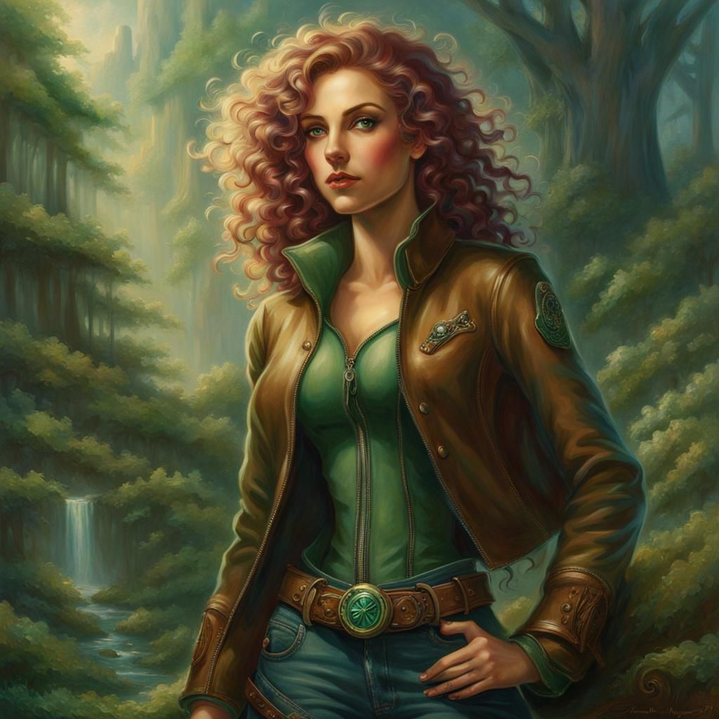 Woman with Green Hair in Ethereal Fantasy Style