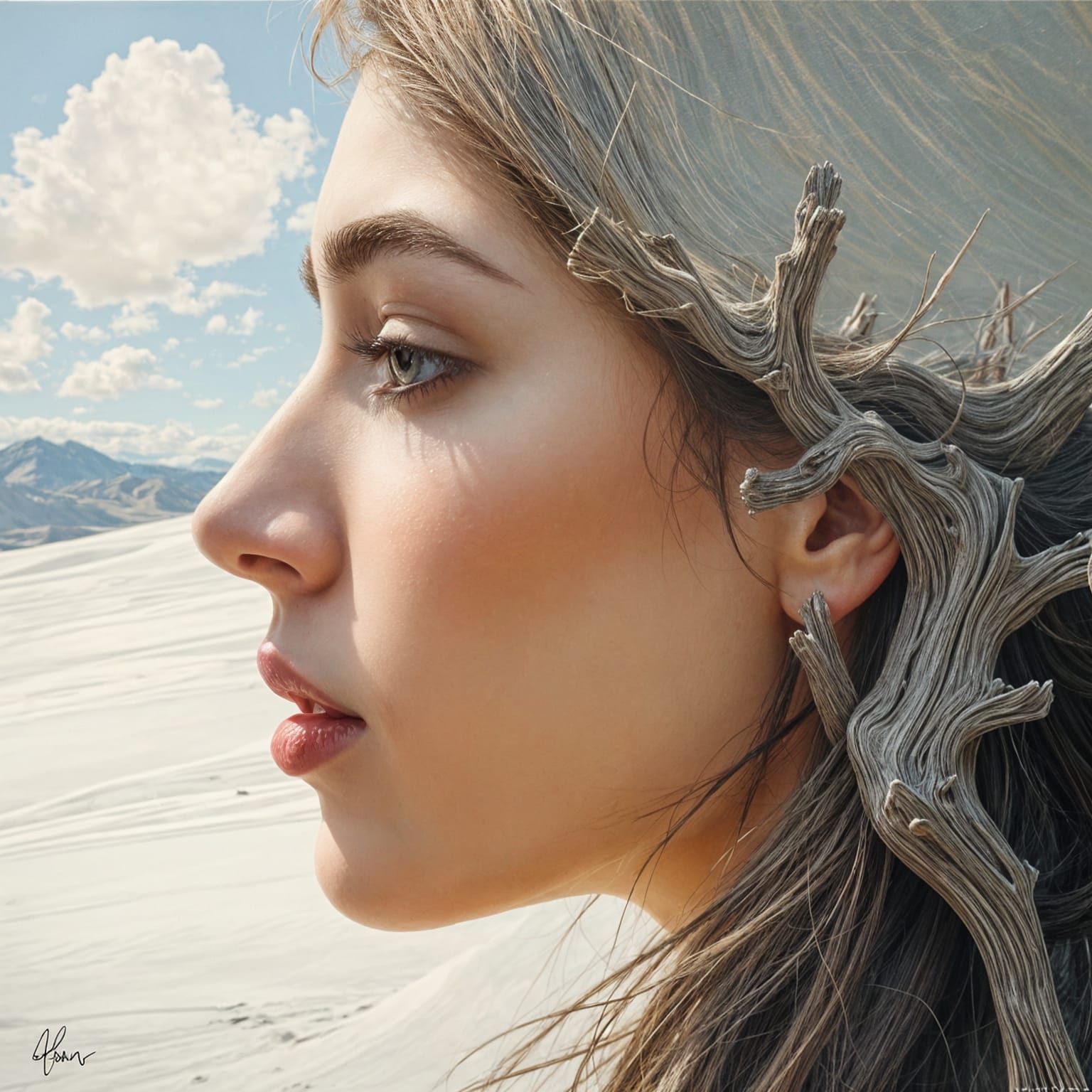 Surreal Impressionistic Portrait of Woman's Face