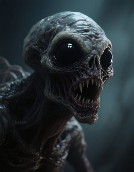 Horrifying Creature with Piercing Eyes in Hyperrealistic Sty...