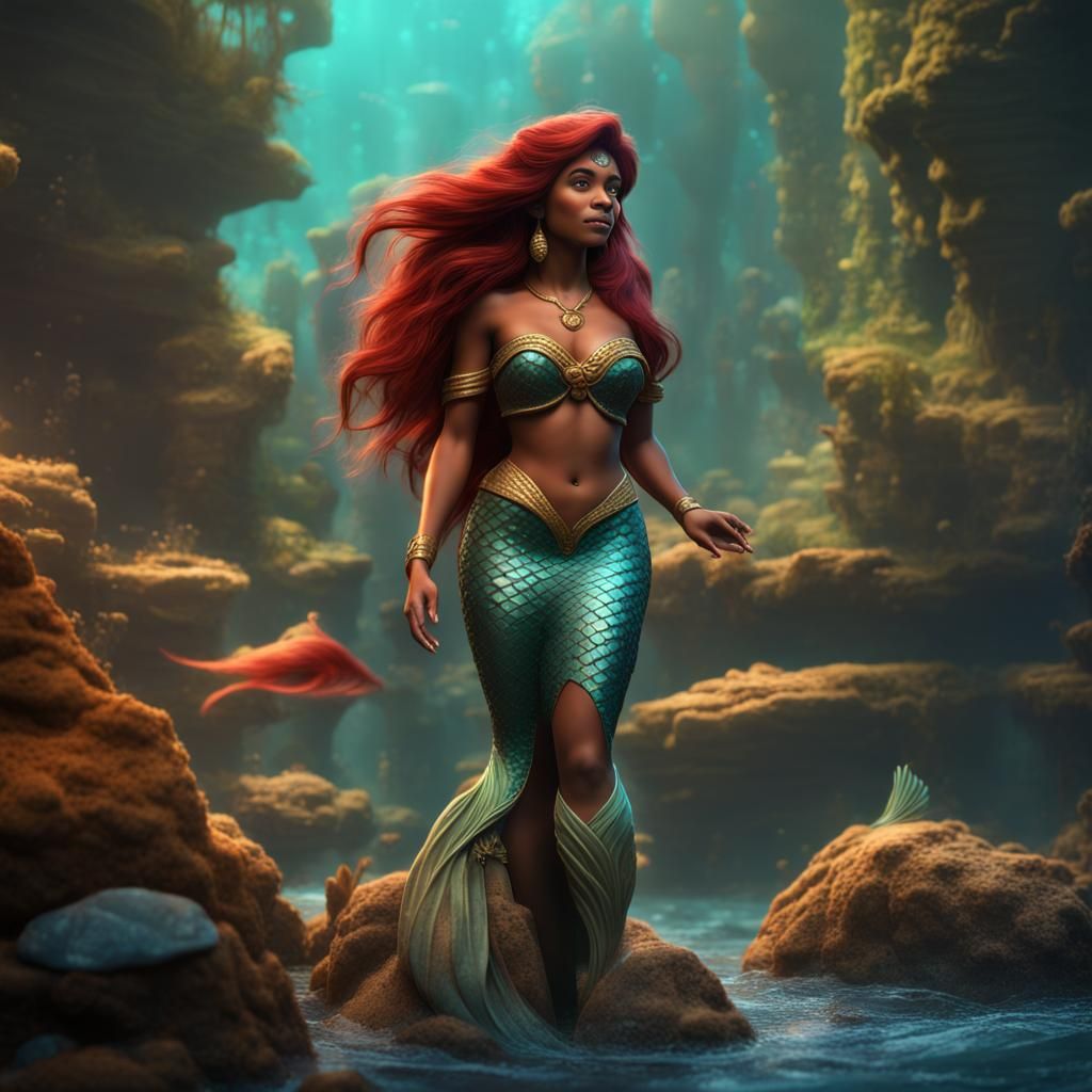 Amerindian Ariel: Hyperrealistic Little Mermaid Reimagining