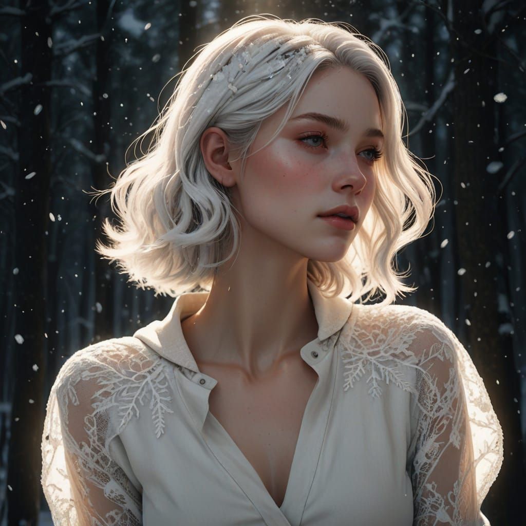 Ethereal Winter Beauty in Hyper-Realistic Portraiture