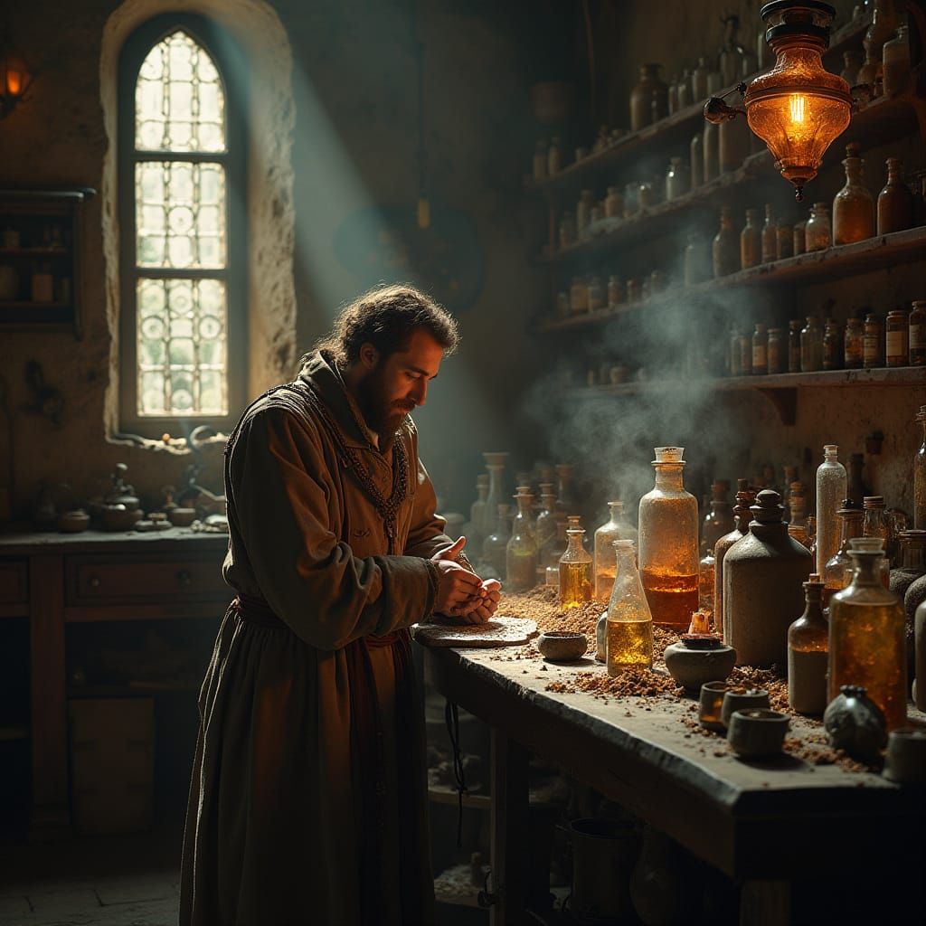 Alchemist's Workshop in the Style of Chiaroscuro