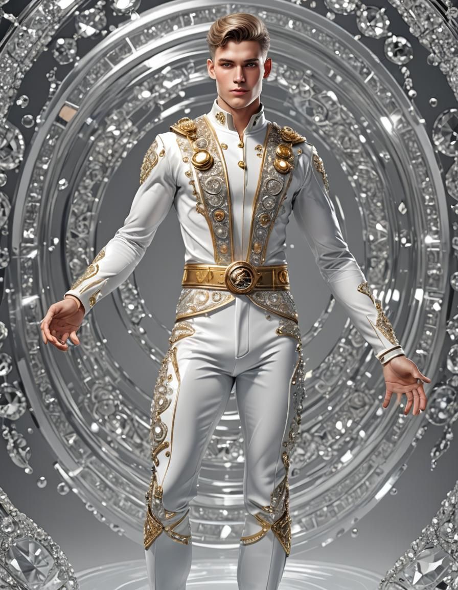 Handsome Crystal Sailor Warrior in Photorealistic Style