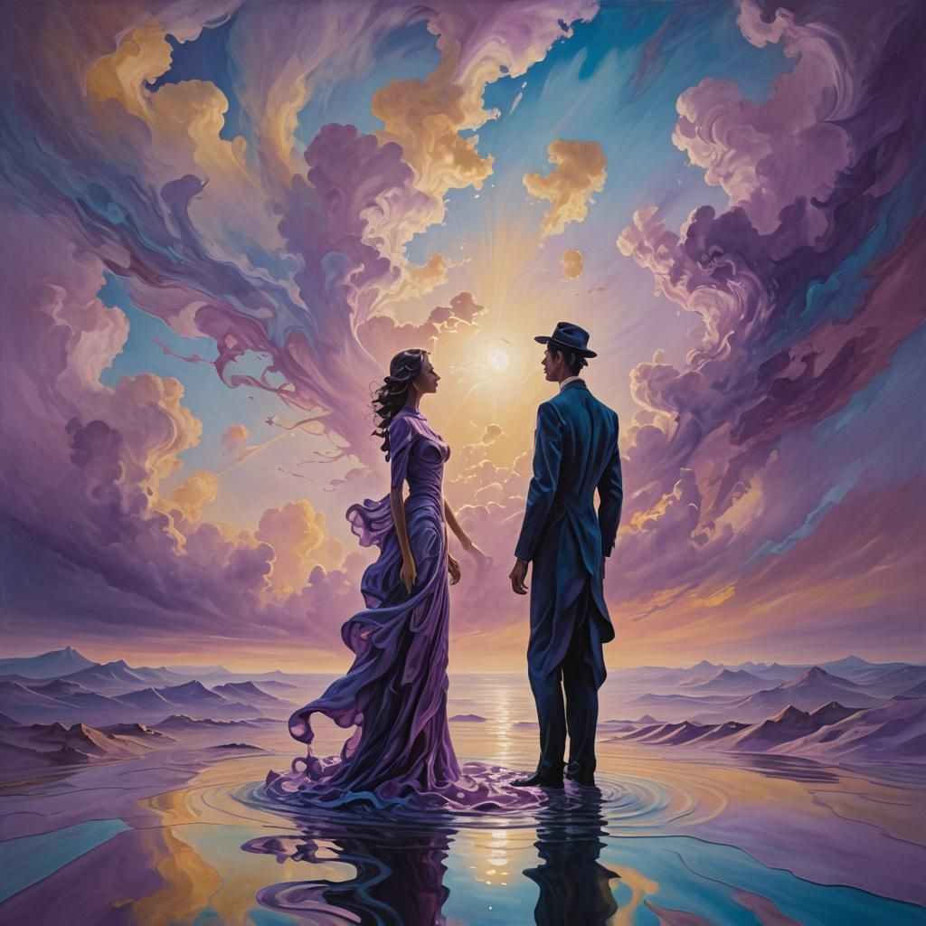 Dreamlike Figure in Surrealist Landscape